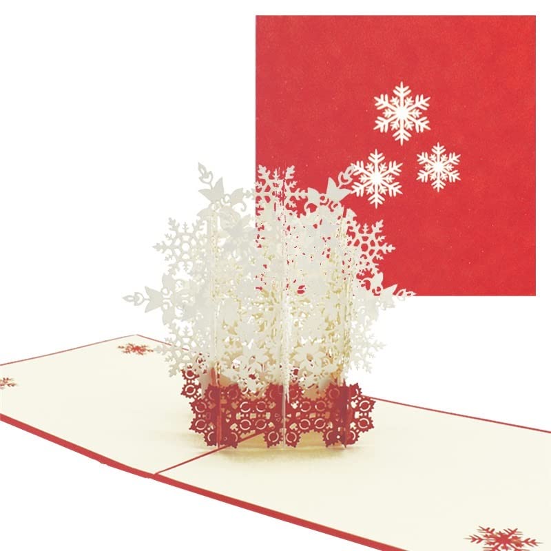 Glückwunschkarte 3D Schneeflocke Popupkarten Weihnachten Geschenke Frohe Weihnachten Neujahrsfeiertag Grußkarten Handmade (10 Packung)