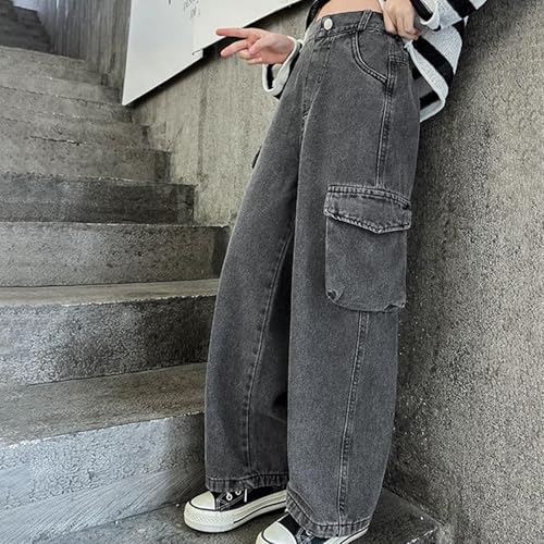 Kids Girls Baggy Jeans Vintage Washed Streetwear Fashion Y2k Clothes Cargo Pants Multic Pockets Kid Dance Hiphop Jean3
