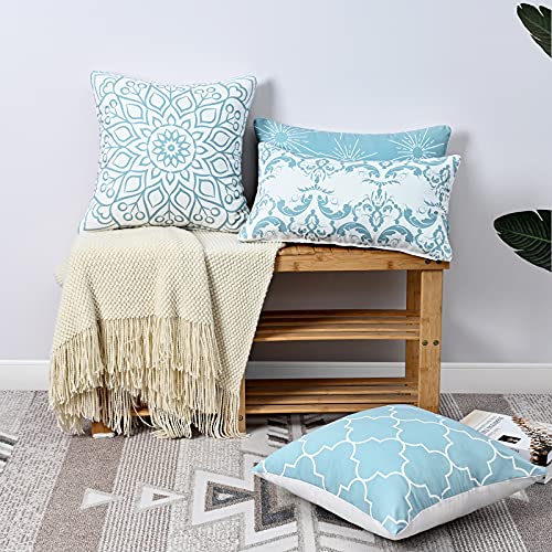 Throw Pillow Covers Decorative Throw Pillow Case Modern Pattern Square Pillow Covers Cushion Case For Room Bedroom Room Sofa Chair Car, Baby Blue, 20 X 20 Inch #TOP4