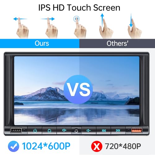 Zeminba 7 Inch Double Din Car Stereo for Wireless Carplay&Android Auto with Voice Control,Car Radio with HD Touch Screen Bluetooth5.2, AM/FM/Mirror Link/Backup Camera/SWC/AUX/MIC/DSP - Image 6