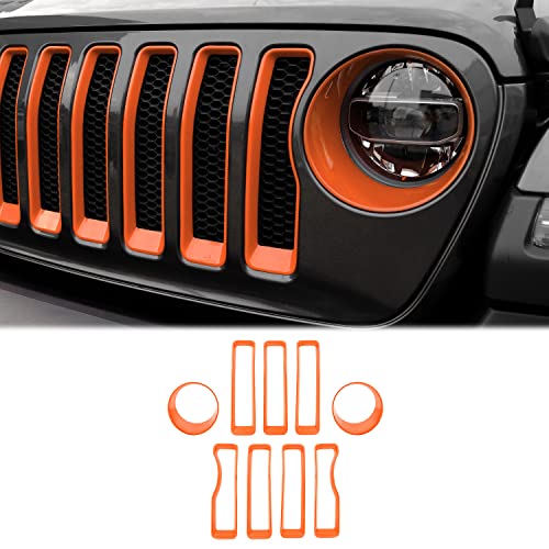 Image of CheroCar for JL Mesh Grille Grill Insert & Headlight Turn Light Cover Trim Exterior Accessories for Jeep Wrangler JL JLU 2018-2026 & Gladiator JT 2020-2026