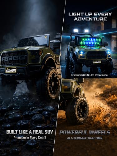 Image of Wishmaster 4x4 Driving EV Cars for 1, 2, 3, 4, 5, 6 Years | Remote + Steering + Mobile App Control | Kids Jeeps (Medium Size F-Raptor [1-8 Year Kids]