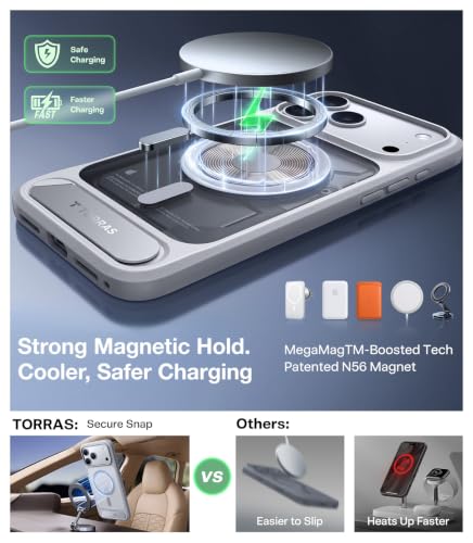 Image of TORRAS Strong Magnetic & Seamless Stand for iPhone 17 Pro Case, Silver