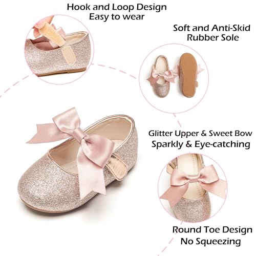 Image of PHIRAMIN Tollder Girl Dress Shoes - Little Girl Ballet Flats for Wedding Party
