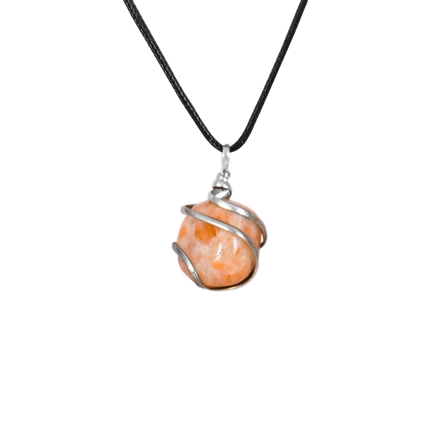 Sunstone Crystal Healing Pendant Necklace –Protection Negative Energy Cleanser Real Gemstone Chakra Zodiac Healing Charm Authentic Wrapped Tumble Stone Chakra Healing Charm