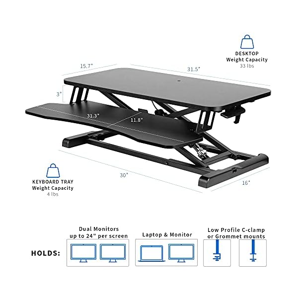 VIVO Standing Height Adjustable Sit to Stand 32" Riser Workstation - Image 4