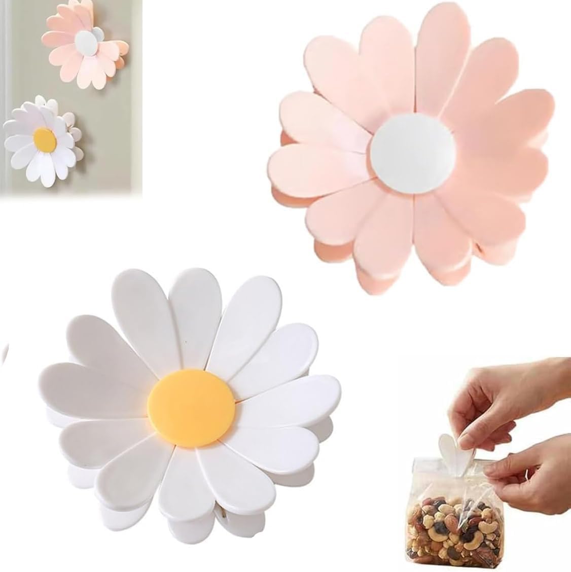 Cherry-Shaped Magnetic Food Clip & Fridge Magnet - Stunning 3D Flower Chip Clips Magnetics, Perfect for Snack Storage & Decorating Your Kitchen with Style (Mix-2)