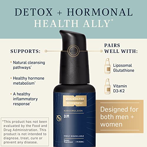 Quicksilver Scientific Nanoemulsified Dim - Liquid Diindolylmethane Supplement For Men + Women, Faster + More Efficient Absorption Than Capsules Or Pills, Soy-Free (1.7Oz / 50Ml) #TOP2