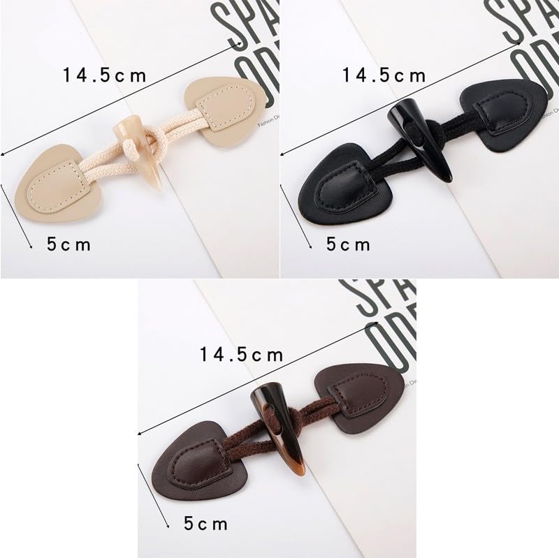 5 * 16cm 10pz Fibbia in Pelle di Corno di Pecora Bottone in Resina Fibbia per Cappotto da Donna Giacca a Vento Fibbia in Corda di Cotone Fibbia in Pelle Bottone da Cucito (Bianco 5 * 16cm 10pz)
