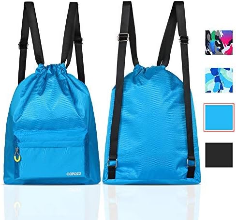 COPOZZ Waterproof Gym Swimming Drawstring Backpack, Lightweight Dry Wet Separated Swim Bag Gym, Beach & Outdoor Activities (Blue Backpack)
