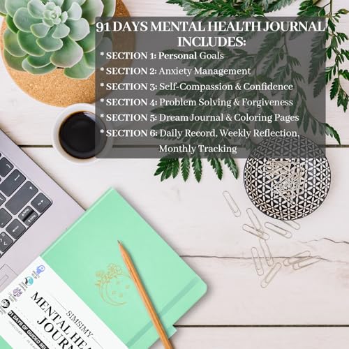 Mental-Health-Journal-91-Day-Self-Care-Journal-for-Women-Men-Guided-Anxiety-Stress-Relief-Journal-with-Mood-Tracker-Cognitive-Behavioral-Therapy-Journaling-with-Mental-Health-Coloring-Pages-Dream-Log
