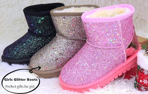 Girls Glitter Snow Boots Toddler/Little Girls Warm Winter Sequin Comfy Cute Durable Outdoor Sparkle Princess Ankle Boots3