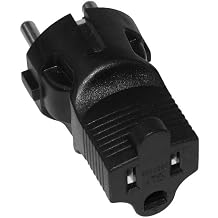 SF Cable, 3 Prong Plug Adapter, USA NEMA 5-15R Receptacle to European Schuko CEE 7