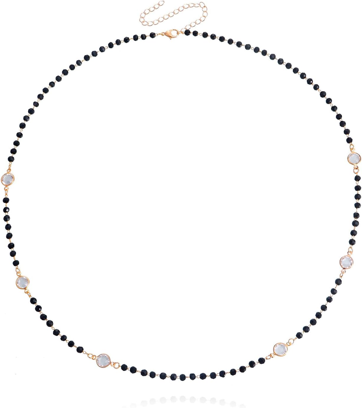GIGB PBDK Black Double Layer Crystal Bead Choker Necklace, Gold Thin Chain Adjustable Short Collar Necklace, Trendy Dainty Simple Jewelry Gift for Women - Image 7