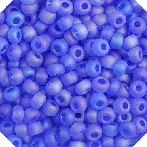 John Bead Czech Glass Seed Beads 6/0 Transparent Light Blue AB Matt 22Grams Beads for DIY Arts Crafts Jewelry Bracelets Necklaces Earrings Making