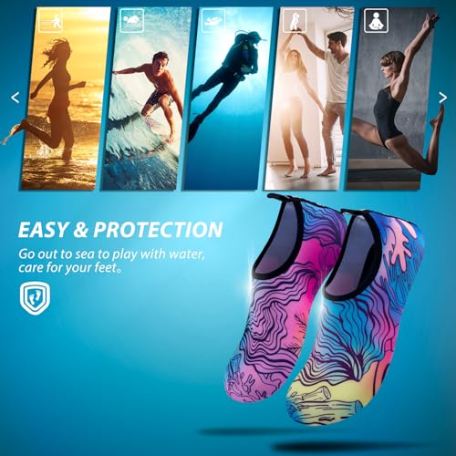 Image of SIMARI Water Shoes for Women Men Swim Aqua Socks Beach Pool Essentials Barefoot Surf River Boat Kayak Sea Yoga Sand Exercise Sport Accessories Breathable Quick-Dry Adult Youth Kid Size SWS001