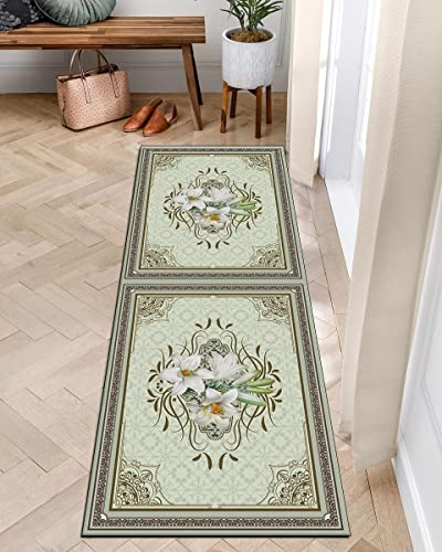 Tapis de couloir lavable sur mesure tapis de cuisine antidérapant vert 90x150