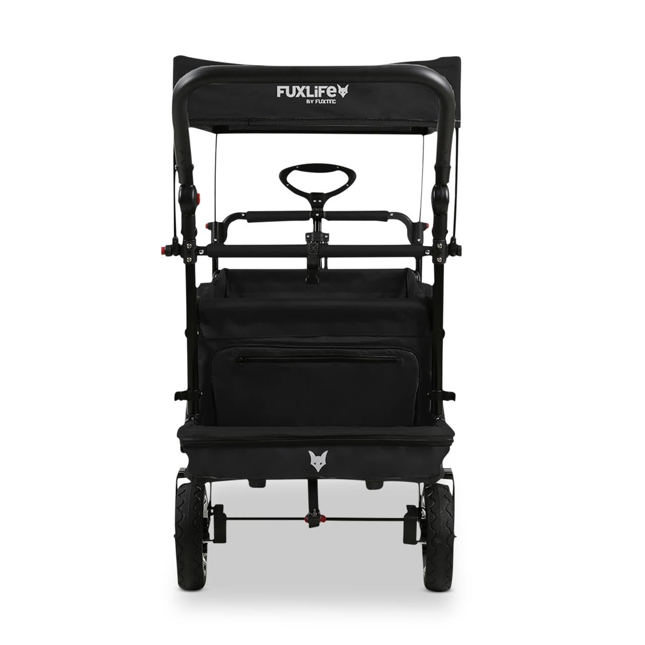 Bollerwagen FX-CT800 Komfort faltbar - Schwarz • Kinder Transportwagen mit Sonnendach • gepolsterte Innenraumverlängerung • robuste Räder • kompakt klappbarer Handwagen
