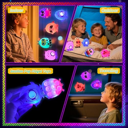 Glow in The Dark Party Favors, Light Up 3D Animal Pop Suction Toys, Silicone Fidget Sensory Toys, Goodie Bag Stuffers, Birthday Gifts, Carnival Prizes, Pinata Stuffers - image 4