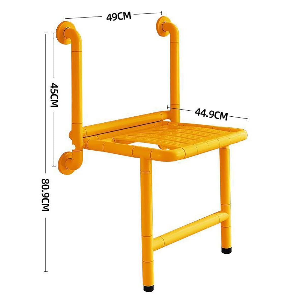 Silla de Ducha Plegable con reposabrazos, Asiento de Ducha montado en la Pared, Seguridad, Antideslizante, pasamanos sin barreras for discapacitados, for Ducha Interior, Adultos, Ancianos (Color : Ye