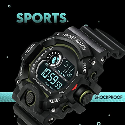 Image of Acnos Digital Sports Watch - Rugged Outdoor Multi-Function Countdown Timer & Alarm (WR30 Water-Resistant)