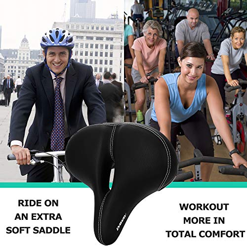 DAWAY Most Comfortable Bike Seat - C30 Oversized Extra Wide Exercise Bicycle Saddle, Universal Fit for Road, Spin, Stationary, Mountain, Cruiser Bikes, Gift for Men Women Senior, Soft Foam Padded