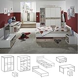 Wimex Babyzimmer Set Jalta, bestehend aus Schrank, Bett, Bettschubkästen, Nachtschrank, Liegefläche 90x200 cm, Weiß/ Absetzung Eiche Sägerau