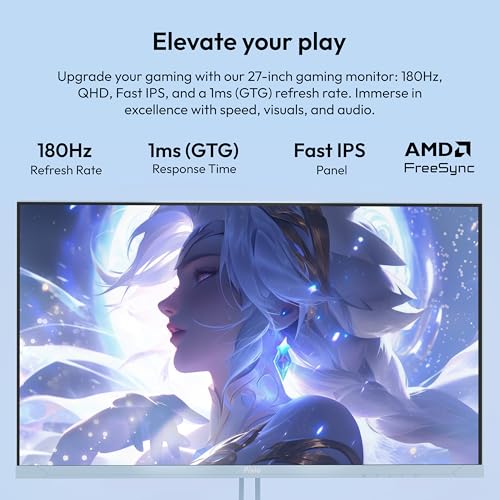 Image of Pixio PX278 Wave Blue 27 inch 180Hz 1440p Fast IPS Panel 1ms GTG AMD FreeSync Gaming Monitor with Blue HDMI 2.1 Cable Certified Ultra High Speed 10FT 8K 60Hz 4K 120Hz Nylon Braided
