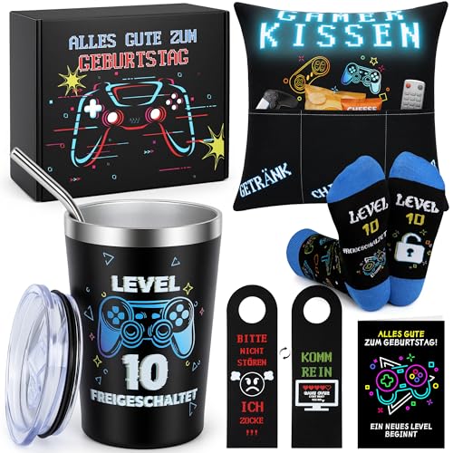 Festivora Gamer Geschenk Junge 10 Jahre Lustiges Geburtstagsgeschenk 10 Jahre Jungen Gamer Fan Geschenkset zum 10. Geburtstag für Sohn Enkel Neffe oder Freund Gamer Geschenk Teenager Geburtstag