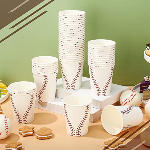 Teling 100 Pcs Baseball Party Supplies Disposable Paper Cups 9oz Cups for Sports Baseball Party Decorations Paper Drinking Cup for Birthday Favors by Teling - Image 5