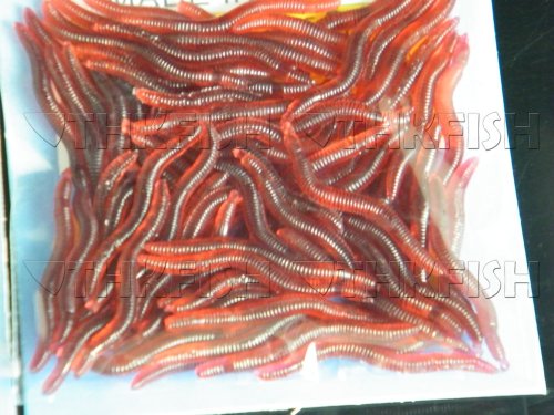 Cebo sintético para pescar, lombrices de tierra, color rojo, 80 unidades