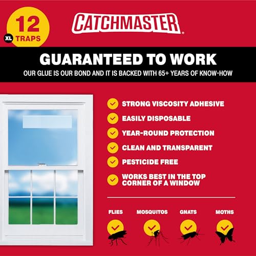 Trampas para moscas de la fruta con pegamento impermeable, atrapamoscas Catchmaster XL sin tóxicos 4