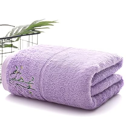 SENNIAN Badetuch, Bambusfaser-Badetücher-Set, einfaches Besticktes Handtuch, Starke Wasseraufnahme, weiche Badezimmertücher, lila Handtuch, 4 Stück, 70 x 140 cm (B)