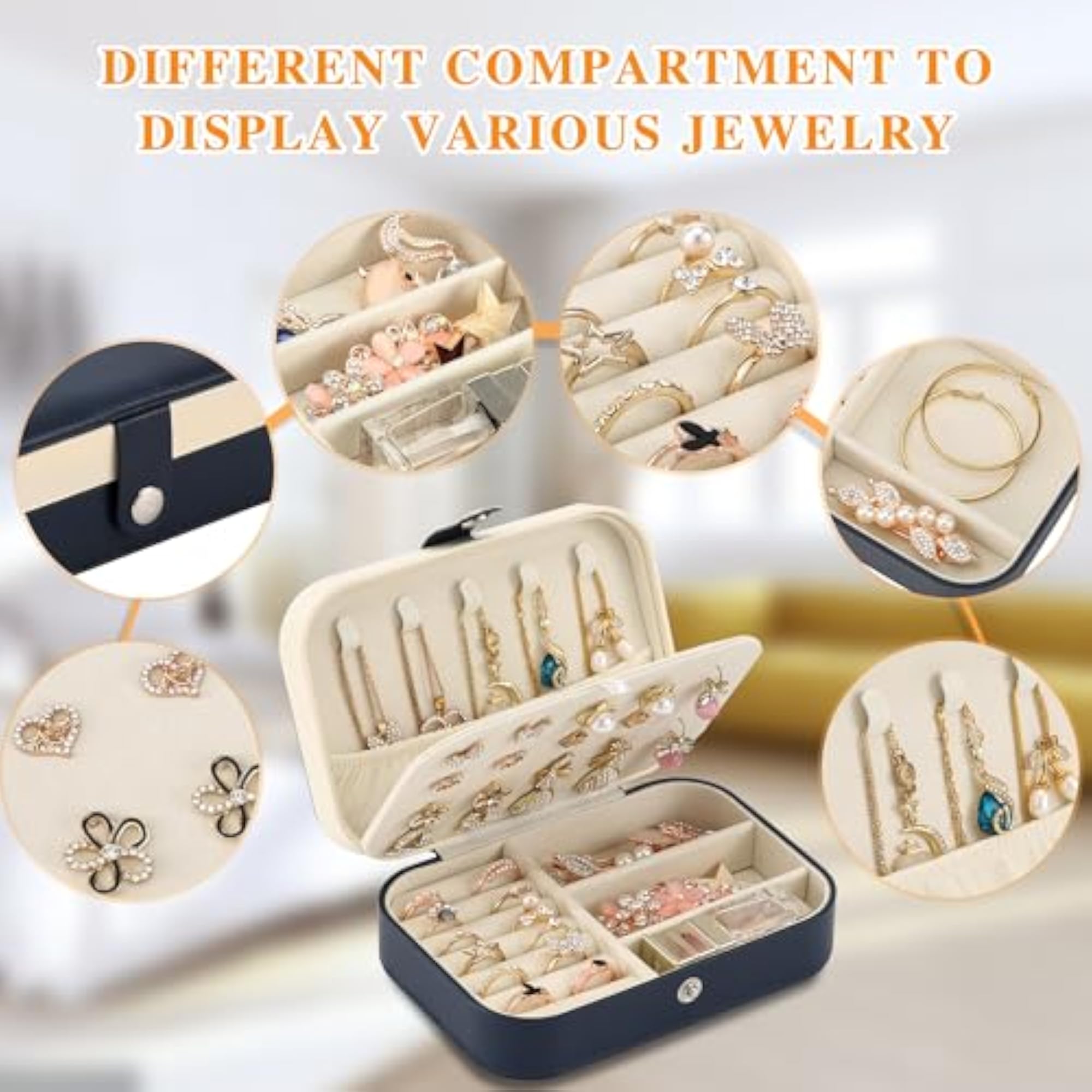 Travel Jewelry Box, Portable PU Leather Organizer