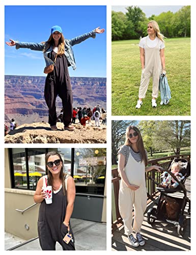 Aedceal Women's Loose V Neck Sleeveless Jumpsuits Adjustable Straps Harem Long Pants Overalls With Pockets(Rust-M) #TOP6