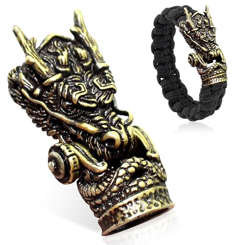 GeryVtee Dragon Head Paracord Buckles Braided Bracelet Buckle Brass Antique Bronze Bracelet Clasps Shackle Lock EDC DIY Accessories for Paracord Bracelet Making
