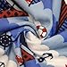 Marina Decoration Reversible Rich Printed Woven Fluffy Plush Soft Warm Flannel Fleece Children Throw Sherpa Kids Blanket, 40 x 50 Inch Nautical Sailing Boat with White Base Pattern
