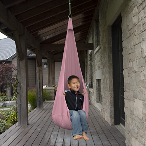 Image of Vivere Cacoon Saucer for Kids - Durable Polyester Fabric, Anodized Aluminum Ring, Built-in Cushion, Easy Setup & Storage - Comfortable Hanging Pod for Children 10 & Under (Bubblegum)