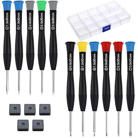 SRunDe Glasses Screwdriver Set 11pcs Phillips Flathead Head Jewellers Watch Screwdriver Set Professional PS4 Screwdriver Kit with Box Magnetic Small Screwdriver Kit for Watches Electronics Phone Cover