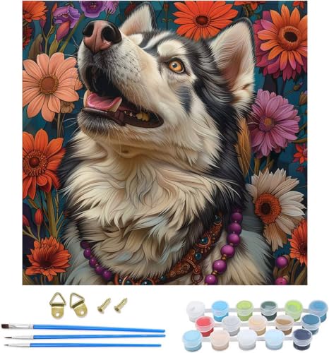 Pintar por numeros adultos perro para decorar tu salon con manualidades creativas