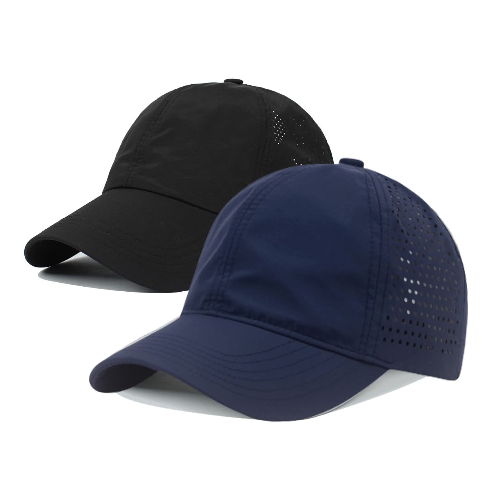 HaloHorus Quick Dry Fit Hats Athletic Cap for Men Women, Adjustable Mesh Workout Hats for Running Fishing |UPF 50+ |2 Hats, Cqdm-b-navy, One Size — image 1