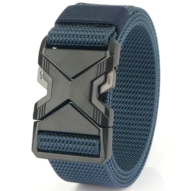 Tactical Nylon Belt with X-Design Automatic Buckle, Military Style Waist Belt, 3 Colors