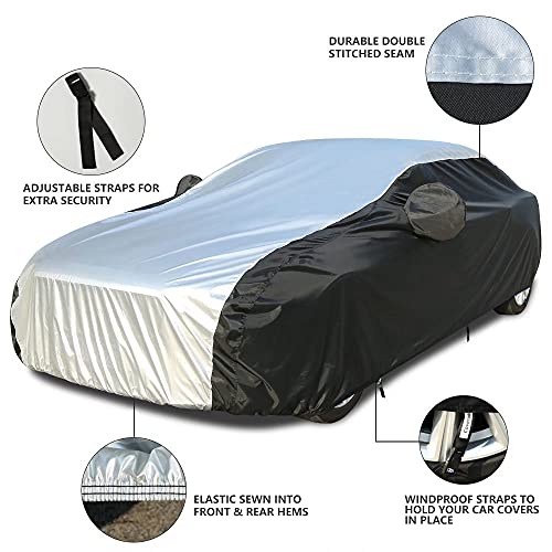 Image of Coverado Car Cover Waterproof All Weather, Lightweight Outdoor Full Exterior Covers Sealed with PU Waterproof Tape, Sedan Car Cover Snow Wind UV Hail Protection Universal Fit for Sedan (191 inch-200 inch)