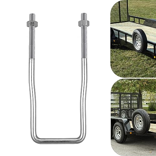 VIAGL U-Bolt Trailer Spare Tire Bracket Spare Tire Carrier Galvanized Threaded Spare Tire Mount Bracket Side Mount 4 or 5 Lugs fit for Fishing Boat Ski Boat or Sailboat Trailer