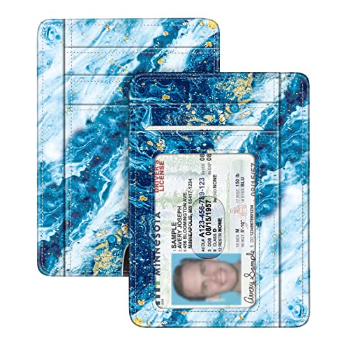 Fintie Slim Minimalist Front Pocket Wallet, RFID Blocking Credit Card Holder Card Cases with ID Window for Men Women (Sandy Wave)