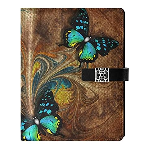 Leather Journal Notebook Vintage Butterfly Refillable Ring Binder Journal Loose Leaf Spiral Diary Business Girls Journal for Men Women Gifts A5(6.7x9.2in) Cover