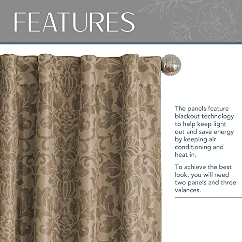 Elrene Blackout Rod Pocket/Back Tab Window Curtain Panel, Fabric, Taupe, 52" W x 84" L (Pack of 1), W 52" x L 84" (1 Panels) - Image 3