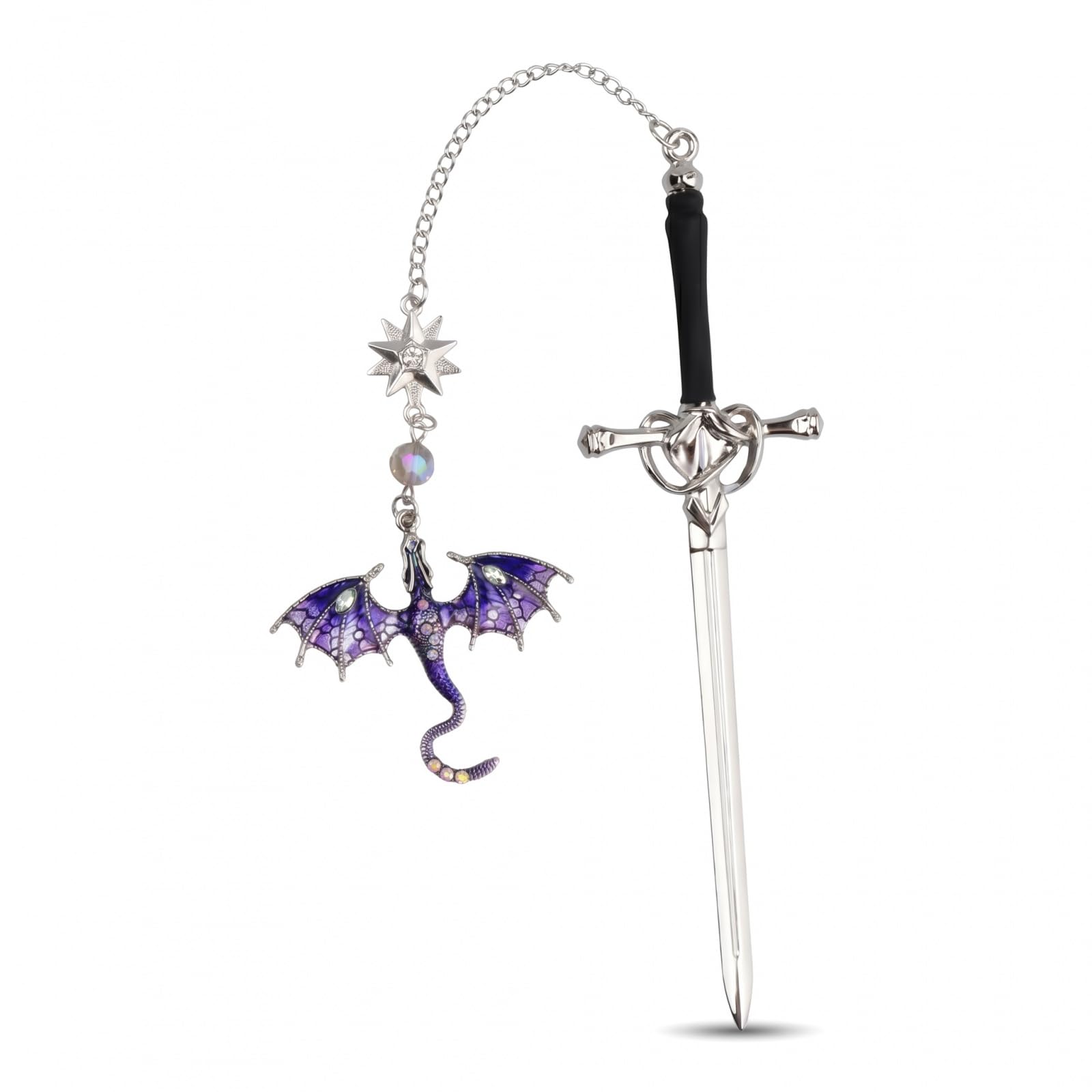 Muiltvoe Dragon Bookmark, Gothic Fantasy Bookmarks for Women and Men, Vintage Metal Sword Book Marker with Tassel Pendant, Unique Bookish Gifts for Readers, Book Accessories for Adults