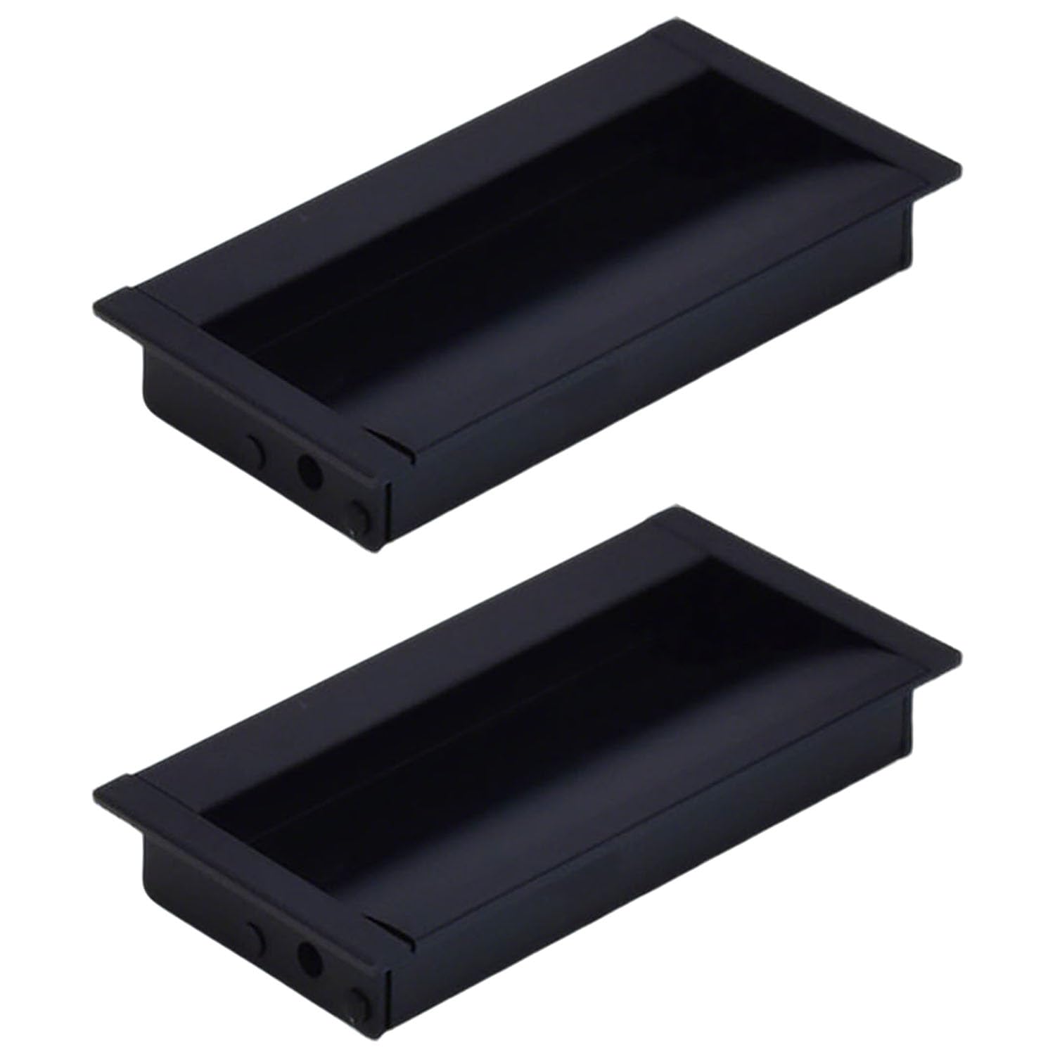 PASFDZHASFHQF 2 Pcs Recessed Finger Flush Pulls Rectangular Black Door Handles Sliding Closet Door Pulls Barn Hardware Set with Screw for Home Kitchen Bathroom Wardrobe Drawer (Hole Distance 64mm)