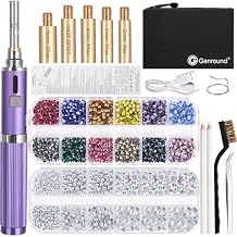 Genround Wireless Hotfix Rhinestone Setter, Hot Fix Applicator Tool Bedazzler Kit Iron-on Wand Tool Set with 2 Boxes of Rhinestones Storage Box Tweezer Gems Picking Pen for Clothes Shoes
